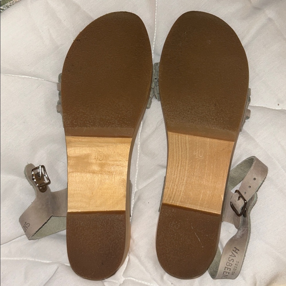 Swedish Hasbeens Tanja grey braided clog platform sandals size EU 40 - Picture 4 of 10